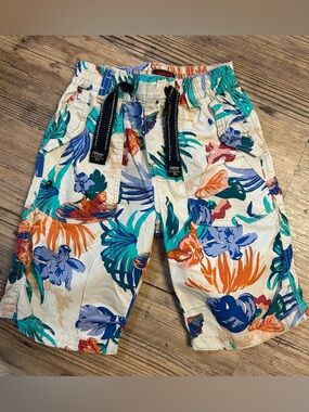 Catimini Orange Floral Elastic Waist Shorts